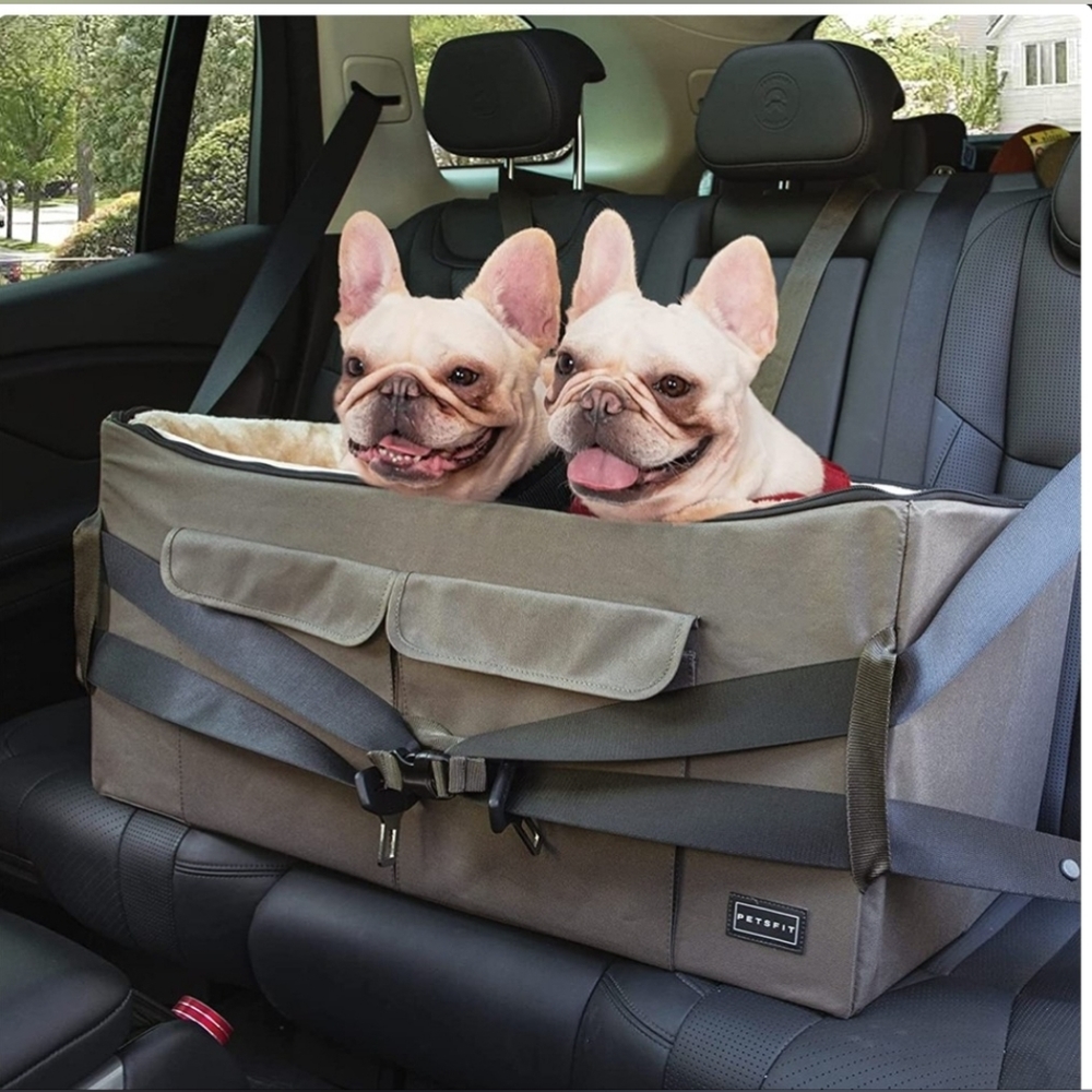 Petsfit Large Dog Car Booster with 2 Safety Tethers for 2 Dogs
